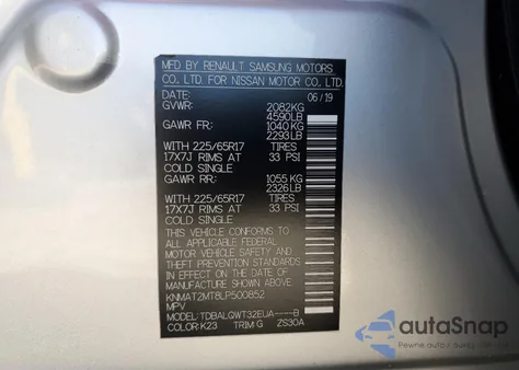 2020 Nissan Rogue S z USA, uszkodzony, nr VIN KNMAT2MT8LP500852